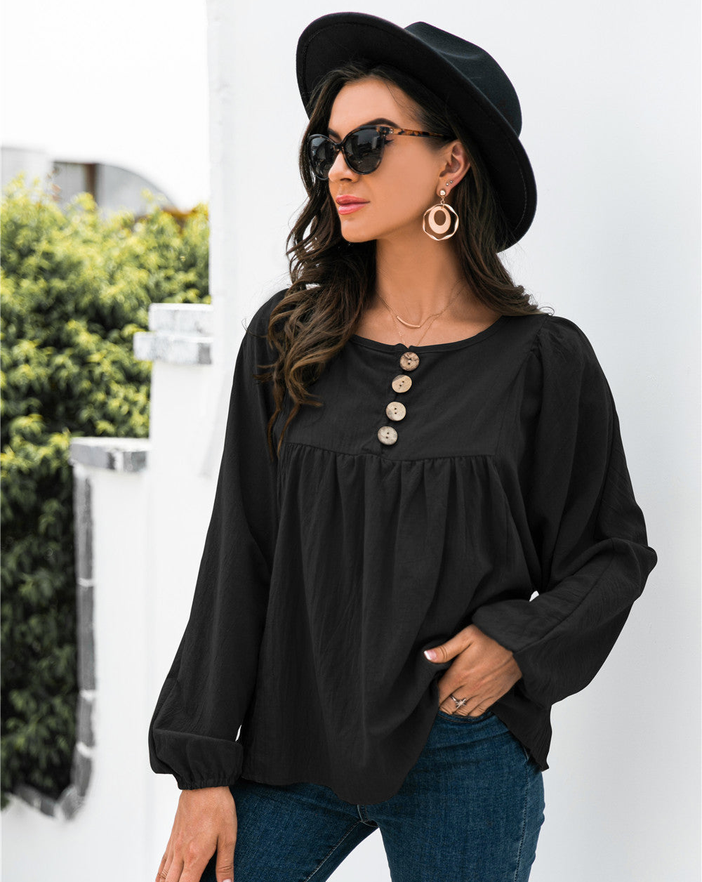 Bianca Nior | Button Up Balloon Sleeve Blouse