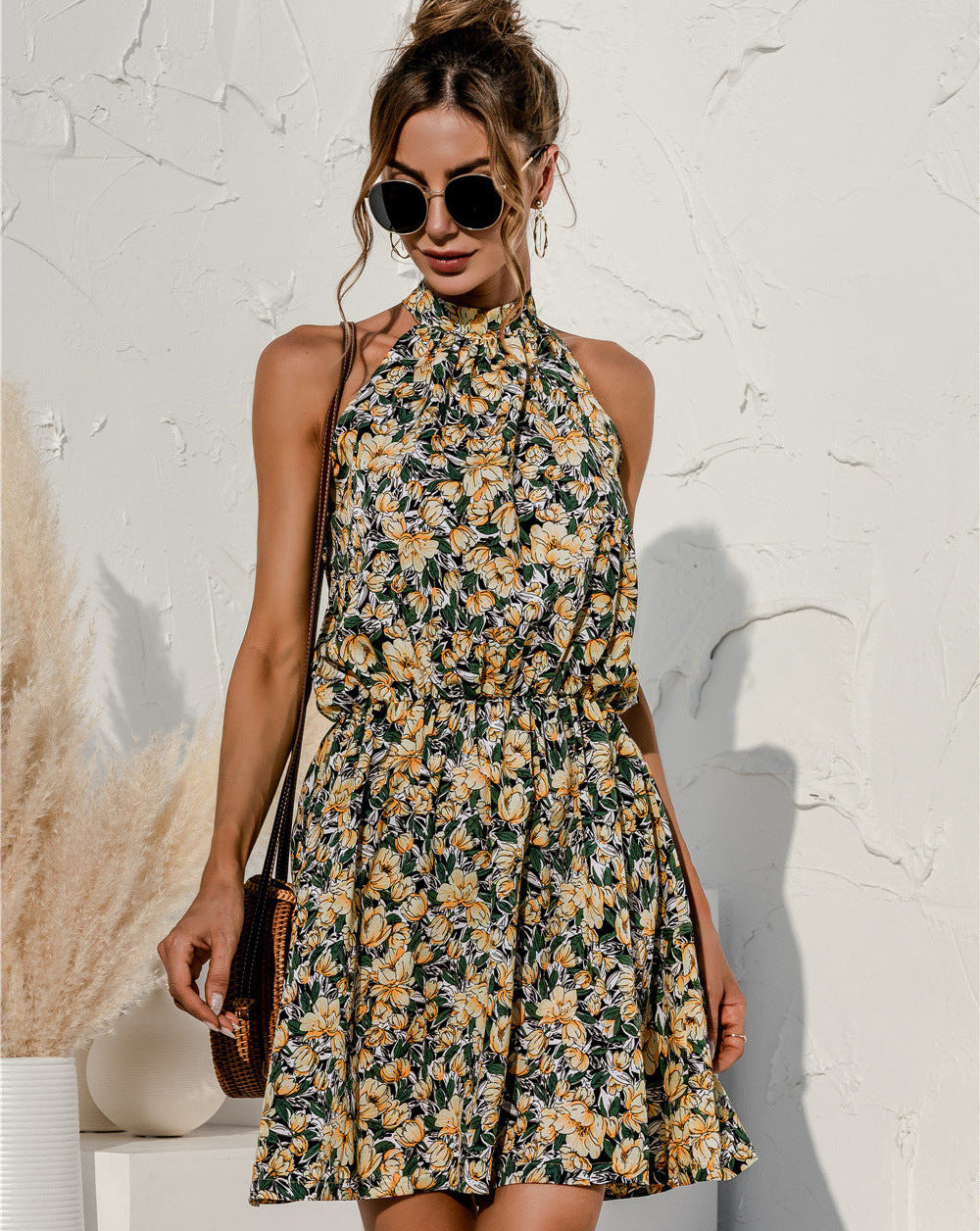 Bianca Nior | Floral Halter Neck Dress