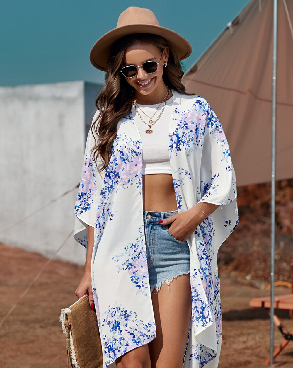 Bianca Nior | Floral Print Chiffon Kimono