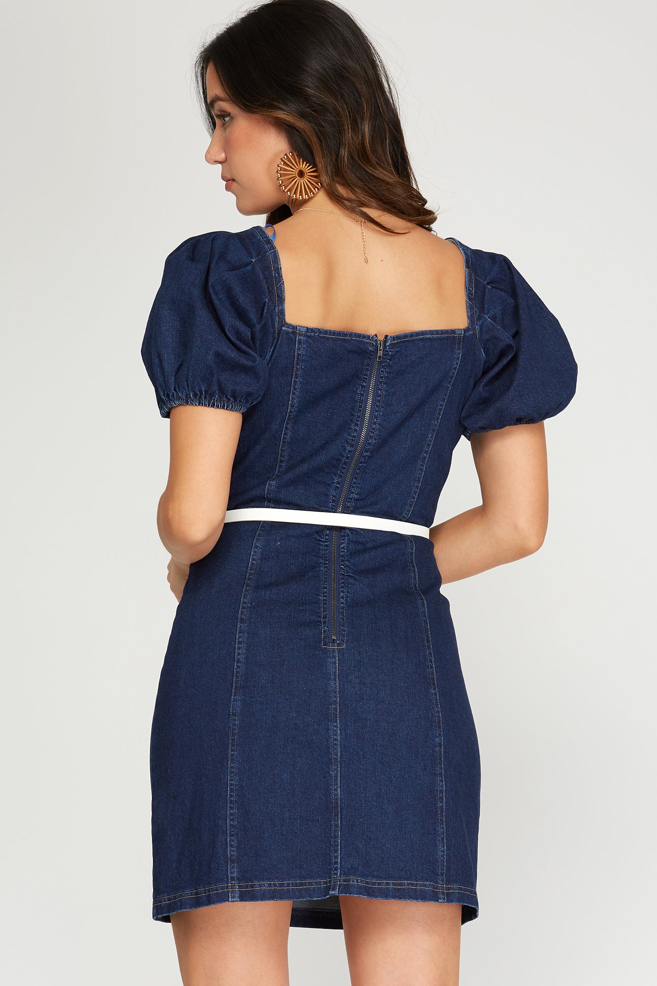 DENIM FOR DAYS PUFF SLEEVE DENIM DRESS