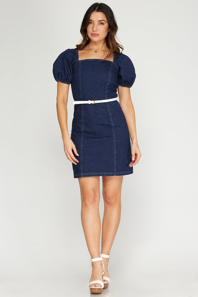 DENIM FOR DAYS PUFF SLEEVE DENIM DRESS