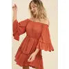 RUFFLED SOLID BOHO DRESS