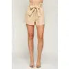 PAPER BAG WAIST SHORTS WITH SASH TIE TAN