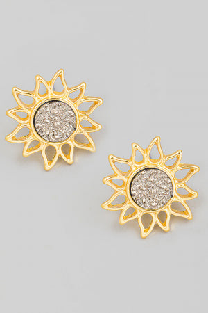 Mini Stone Sun Stud Earrings