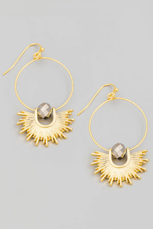 Mini Sunburst Circle Drop Earrings