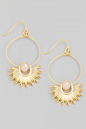 Mini Sunburst Circle Drop Earrings