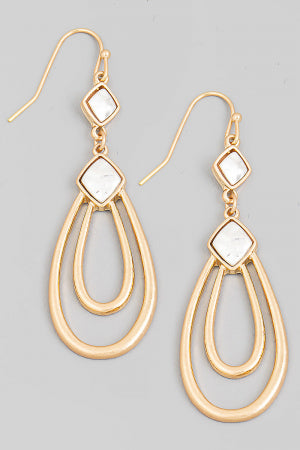 Matte Teardrop Layer Dangle Drop Earrings