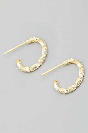 Mini Rhinestone Studded Hoop Earrings