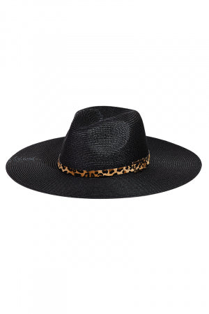 Straw Leopard Strap Floppy Sun Hat