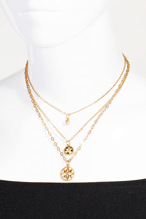 North Star Pendant Chain Layered Necklace