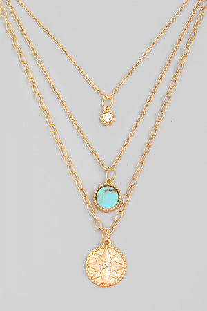 North Star Pendant Chain Layered Necklace