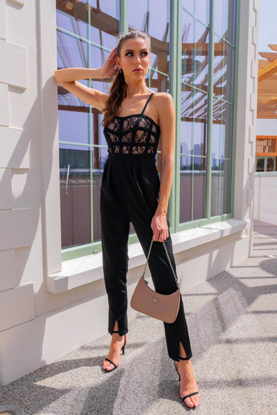 Own The Night Lace Corset Top Jumpsuit